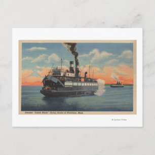 Mackinac, MI - View of Sainte Marie Steamer Vykort
