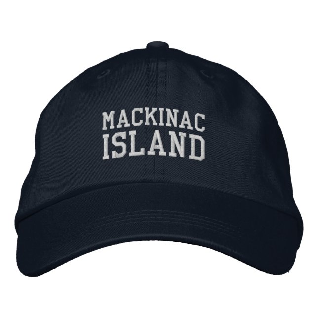 Mackinac-ön Michigan Embroired Baseball Hat Broderad Keps (Framsida)