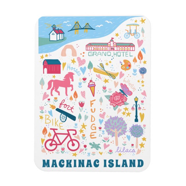 Mackinac-ön Michigan Karta Favorite Sak Magnet (Vertikal)