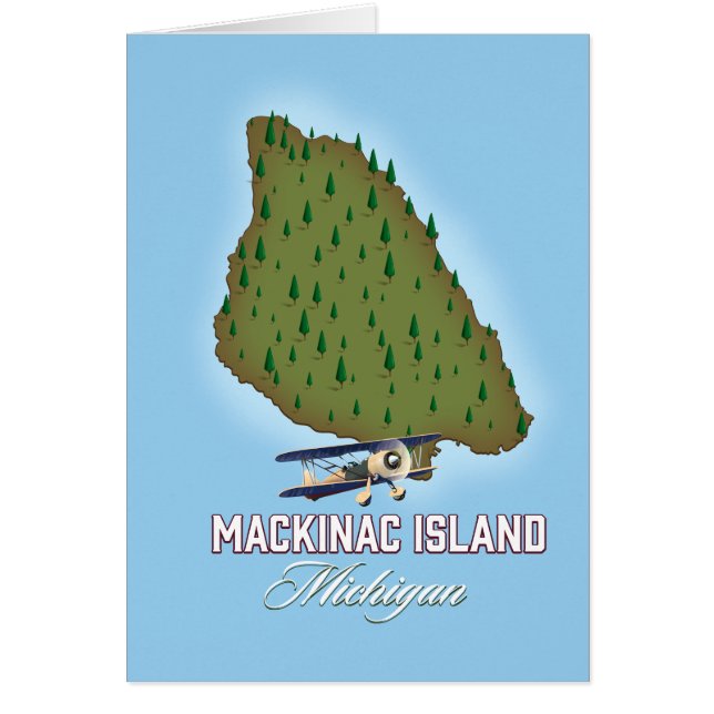 Mackinac-ön Michigan karta Hälsningskort (Framsidan)