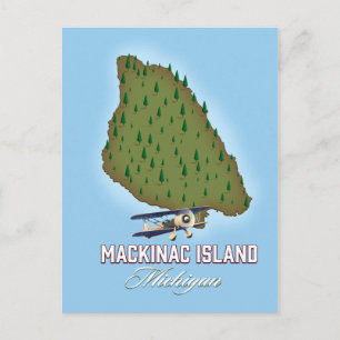 Mackinac-ön Michigan karta Vykort