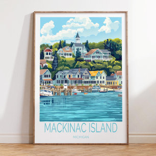Mackinac-ön Michigan Travel Poster, Mackinac Poster