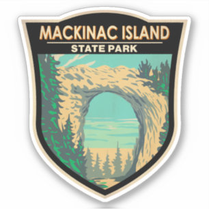 Mackinac-östaten Park Michigan Arch Sten Klistermärken