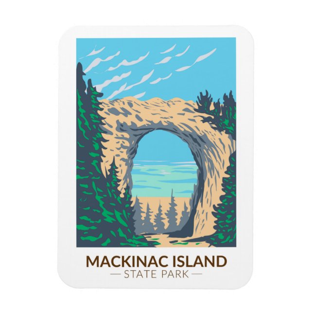 Mackinac-östaten Park Michigan Arch Sten Magnet (Vertikal)