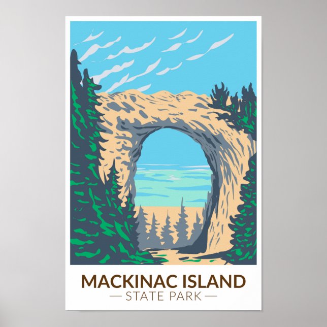 Mackinac-östaten Park Michigan Arch Sten Poster (Framsidan)