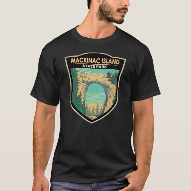 Mackinac-östaten Park Michigan Arch Sten T Shirt (Framsida)