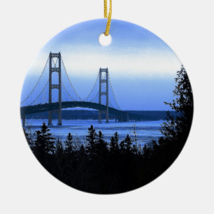 Mackinac överbryggar julgransprydnad keramik