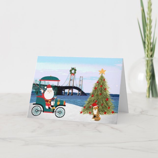 Mackinac överbryggar julkortet helgkort (Framsida)