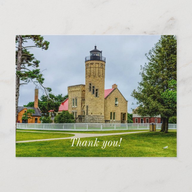 Mackinac Point Light Tack Vykort (Framsida)