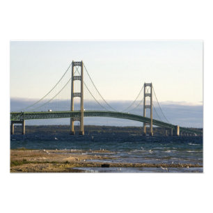 Mackinacbron som spänner över Mackinacsundet 3 Fototryck