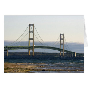 Mackinacbron som spänner över Mackinacsundet vid M Hälsningskort