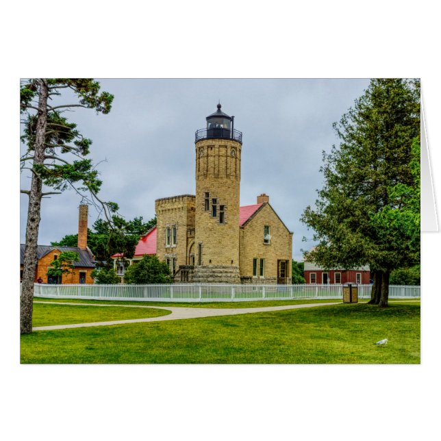 MackinacPoint Light Greeting Card OBS Kort (Framsidan Horizontal)