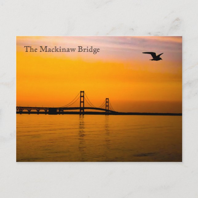 Mackinaw Bridge vid Sunset Vykort (Framsida)