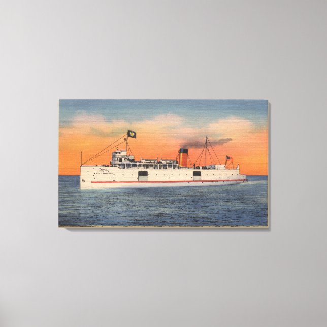 Mackinaw City, MI - City of Cheboygan Canvastryck (Framsida)