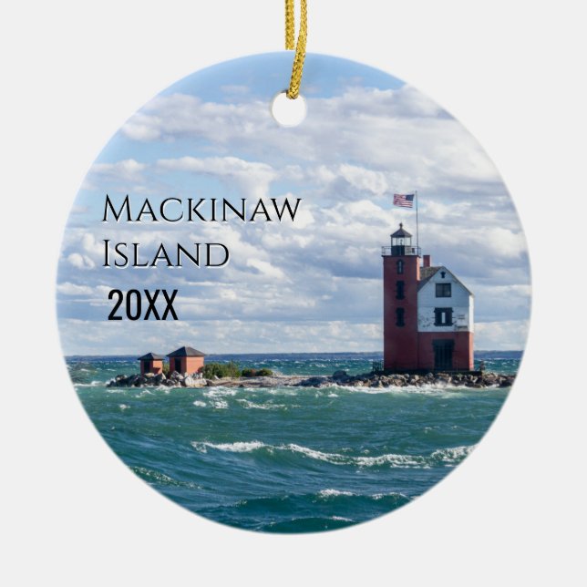 Mackinaw Island Julgransprydnad Keramik (Framsidan)
