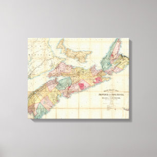 Mackinlays karta av landskapet av Nova Scotia 2 Canvastryck