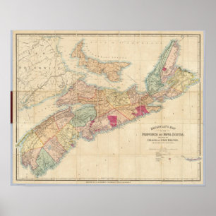 Mackinlays karta av landskapet av Nova Scotia 4 Poster