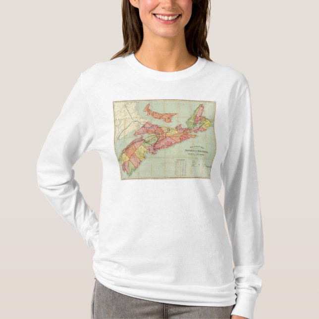 Mackinlays karta av landskapet av Nova Scotia 4 Tee Shirt (Framsida)