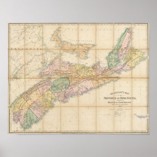 Mackinlays karta av landskapet av Nova Scotia Poster