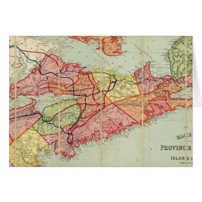 Mackinlay's karta i provinsen Nova Scotia 4 Hälsningskort (Framsidan Horizontal)