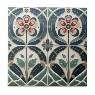 Mackintosh Art Deco Abstrakt Blommig Väggdekor Kakelplatta