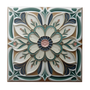 Mackintosh Art Deco Abstrakt Blommig Väggdekor Kakelplatta
