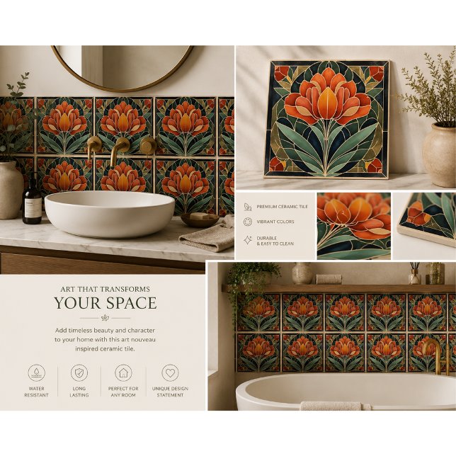 Mackintosh Art Deco Abstrakt Blommig Väggdekor Kakelplatta (Skapare uppladdad)