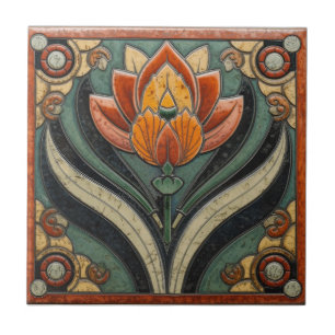 Mackintosh Art Deco Abstrakt Blommig Väggdekor Kakelplatta