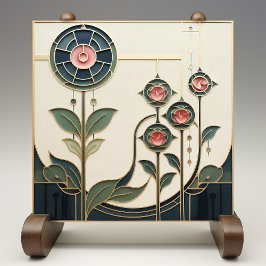 Mackintosh Art Deco Abstrakt Blommig Väggdekor Ker Kakelplatta