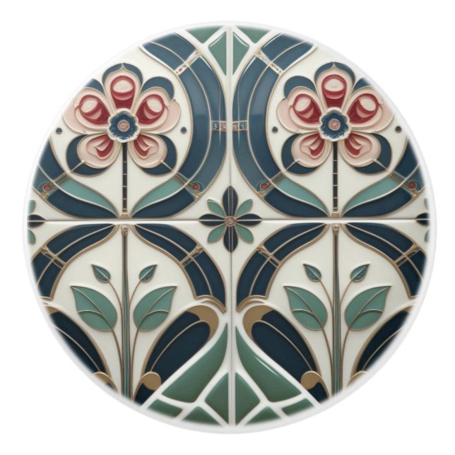 Mackintosh Art Deco Abstrakt Blommig Väggdekor Knopp (Framsidan)