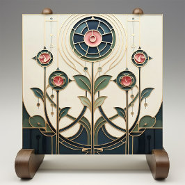 Mackintosh Art Deco Abstrakt Blommig Väggdekoratio Kakelplatta