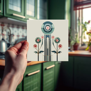 Mackintosh Art Deco Abstrakt Blommigt Dekor Cer fö Kakelplatta