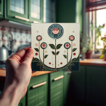 Mackintosh Art Deco Abstrakt Blommigt Dekor Cer fö