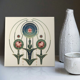 Mackintosh Art Deco Abstrakt Blommigt Dekor Cer fö Kakelplatta