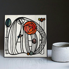 Mackintosh Art Deco Abstrakt Blommigt Dekor Cer fö Kakelplatta