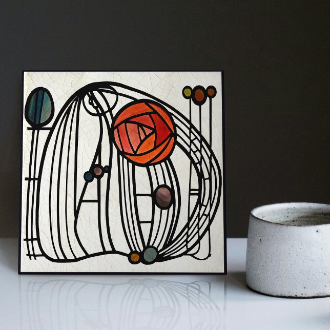Mackintosh Art Deco Abstrakt Blommigt Dekor Cer fö Kakelplatta (Skapare uppladdad)
