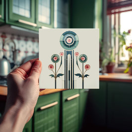 Mackintosh Art Deco Abstrakt Blommigt Dekor Cer fö Kakelplatta