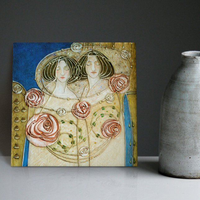 Mackintosh Art Deco Women and Ro Wall Decor Kakelplatta (Skapare uppladdad)