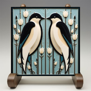 Mackintosh Black Birds Art Deco Nouveau Wall Decor Kakelplatta
