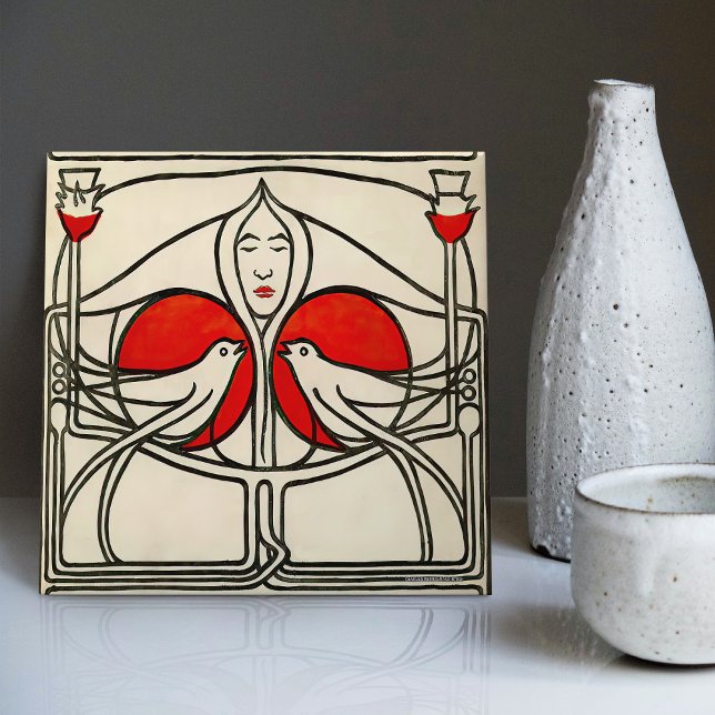 Mackintosh Lovebird Abstrakt Wall Decor Bird Kakelplatta (Skapare uppladdad)