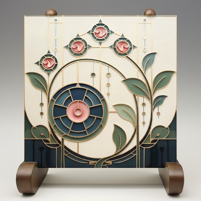 Mackintosh Rose Art Nouveau Fals Glasmosaik Kakelplatta (Skapare uppladdad)