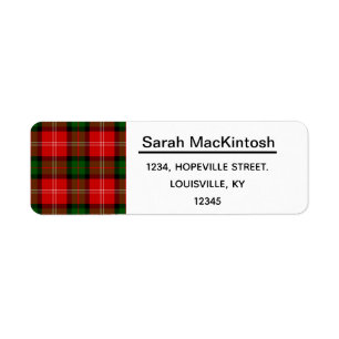 MacKintosh Tartan. Returadress Etikett