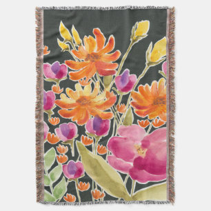 Mäcklig insamling - Rosa och Orange Flowers Filt