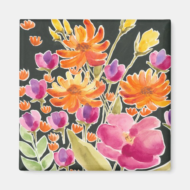 Mäcklig insamling - Rosa och Orange Flowers Magnet (Framsidan)
