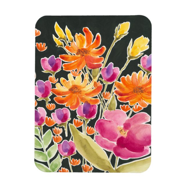Mäcklig insamling - Rosa och Orange Flowers Magnet (Vertikal)