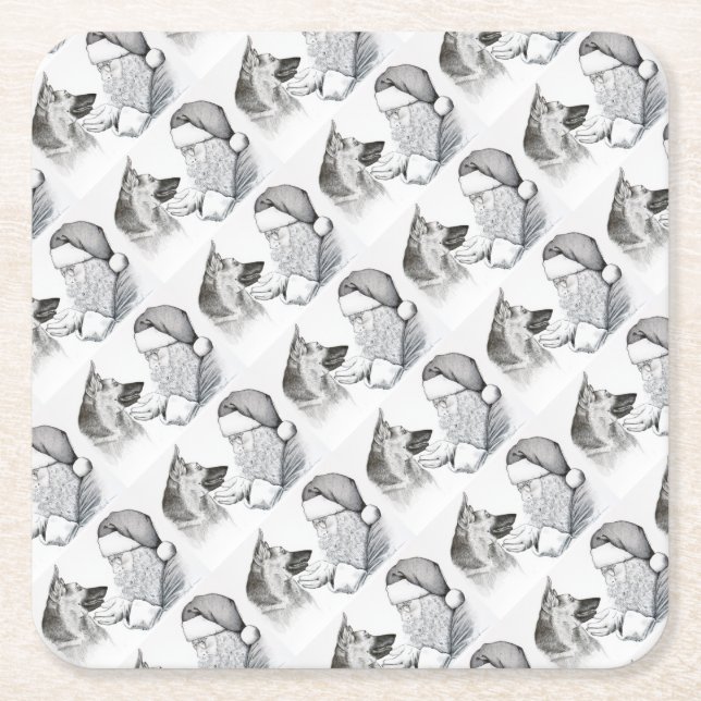 Macksie and-Santa-LARGE Underlägg Papper Kvadrat (Framsidan)