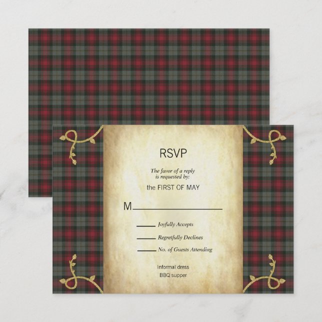 MacLachlan Scottish Tartan Garden WedWedding OSA Kort (Fram/baksida)