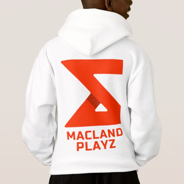 Macland Playz Officiell Merch Unisex White Hoodie T Shirt (Baksida)