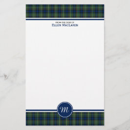 MacLaren Klan Tartan Blue och Grönt Play Monogram Brevpapper