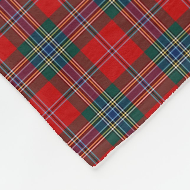 MacLean Klan Red, Grönt och Blue Tartan Fleecefilt (Hörn)
